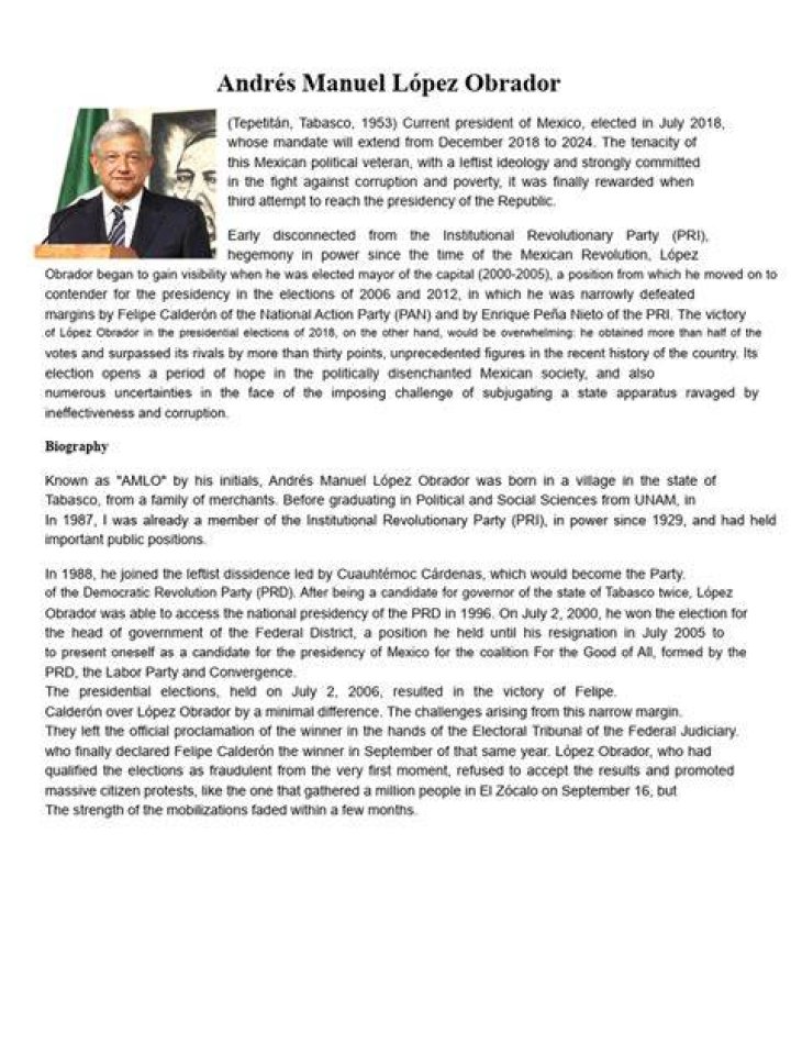Andr&eacute;s Manuel L&oacute;pez Obrador Biography Facts, Childhood, Family Life
