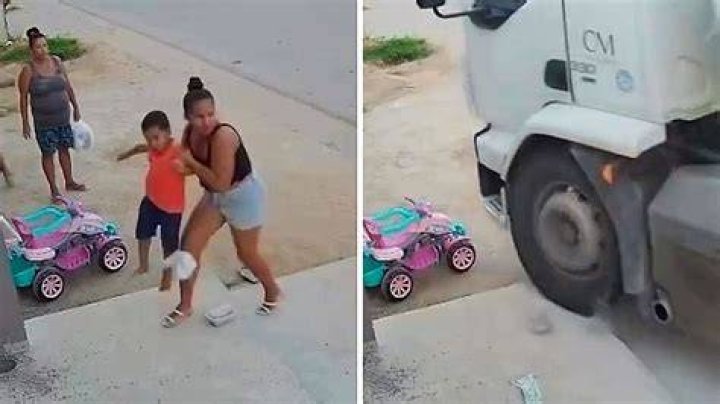 CCTV of Mother and toddler rescued after falling on train tracks in