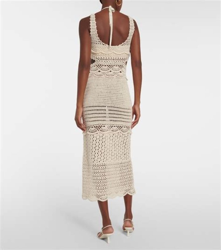 Celine Crochet Midi Dress White Pretty Lavish