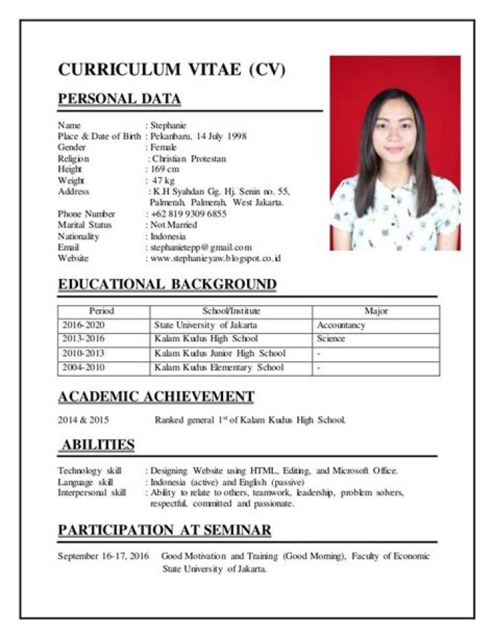 Contoh Cv Bahasa Inggris Stephanie Zimbalist Children International