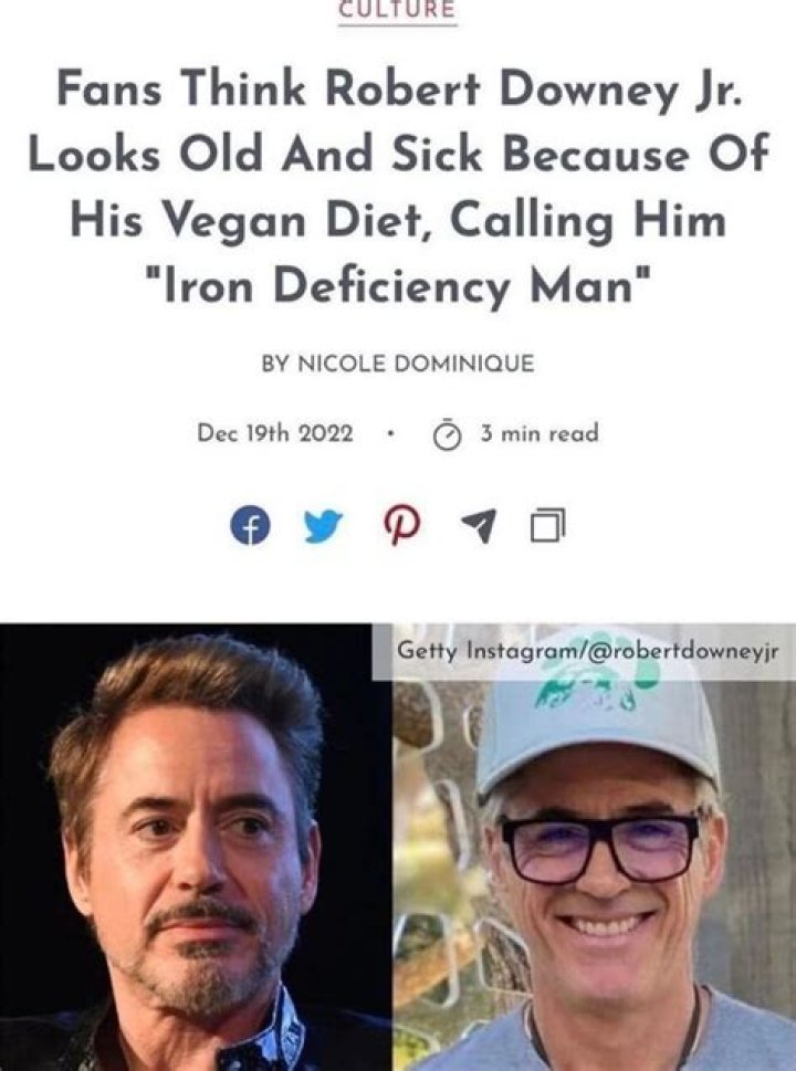 Fans Think Robert Downey Jr. Looks Old And Sick Because Of His Vegan