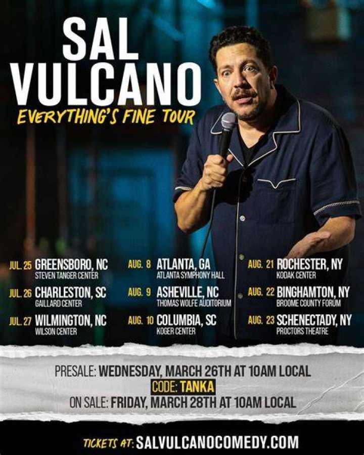 Sal Vulcano Tour 2023 Tickets for Show in USA