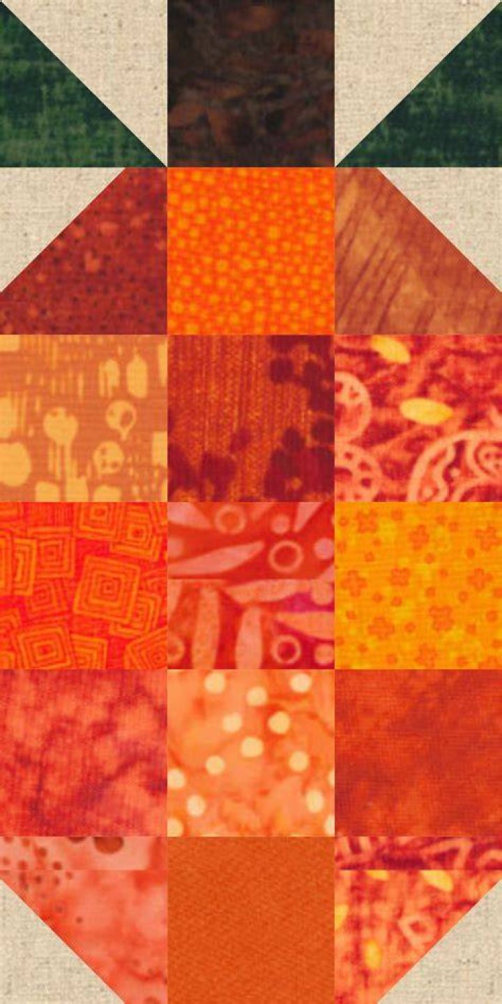 Tall Scrappy Fabric Pumpkin Block Pattern Patchwork Breeze