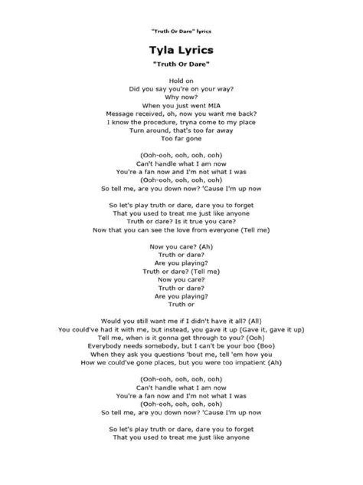 Tyla Truth or Dare (Lyrics) My Vibe YouTube